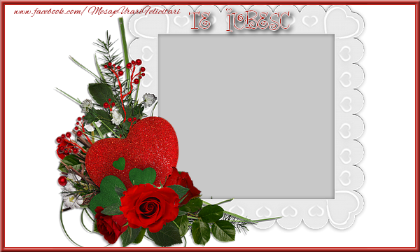 Felicitari personalizate de dragoste - Trandafiri & 1 Poza & Ramă Foto | Te iubesc