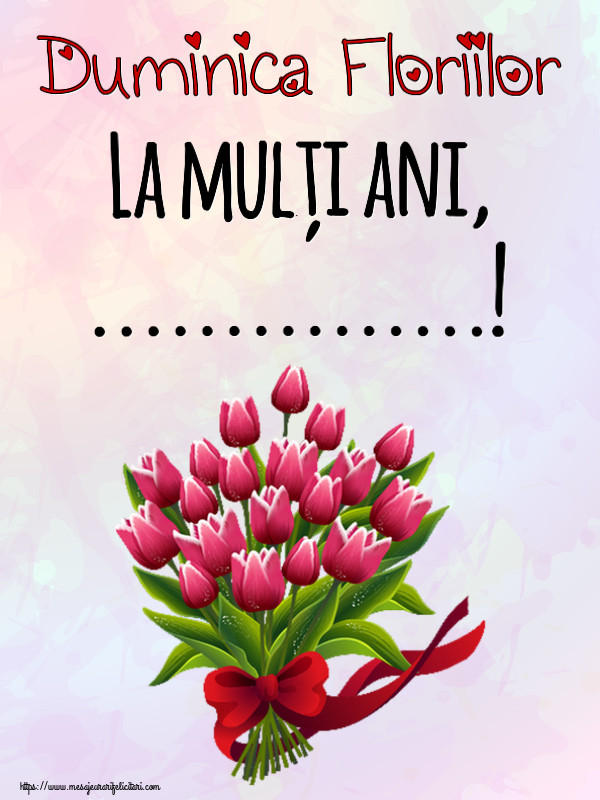Felicitari personalizate de Florii - Duminica Floriilor La mulți ani, ...! ~ buchet de lalele - Clipart