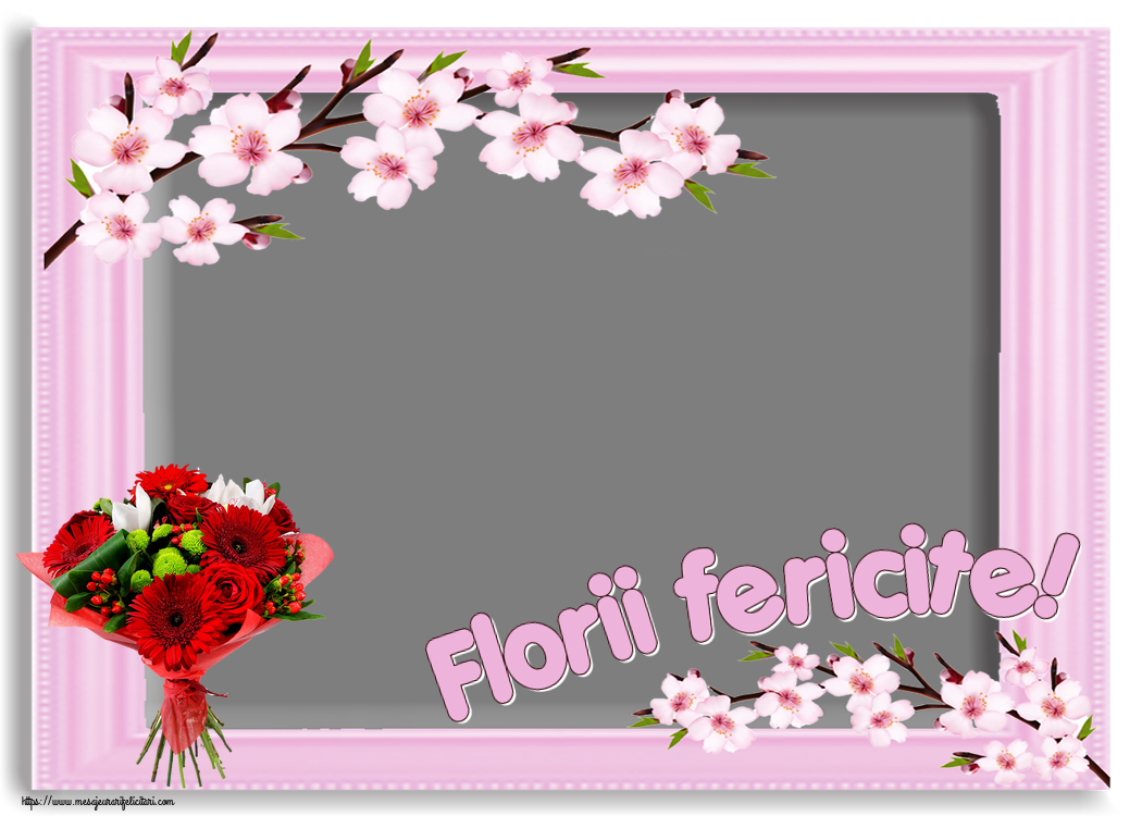 Felicitari personalizate de Florii - Florii fericite! - Rama foto ~ buchet cu gerbere