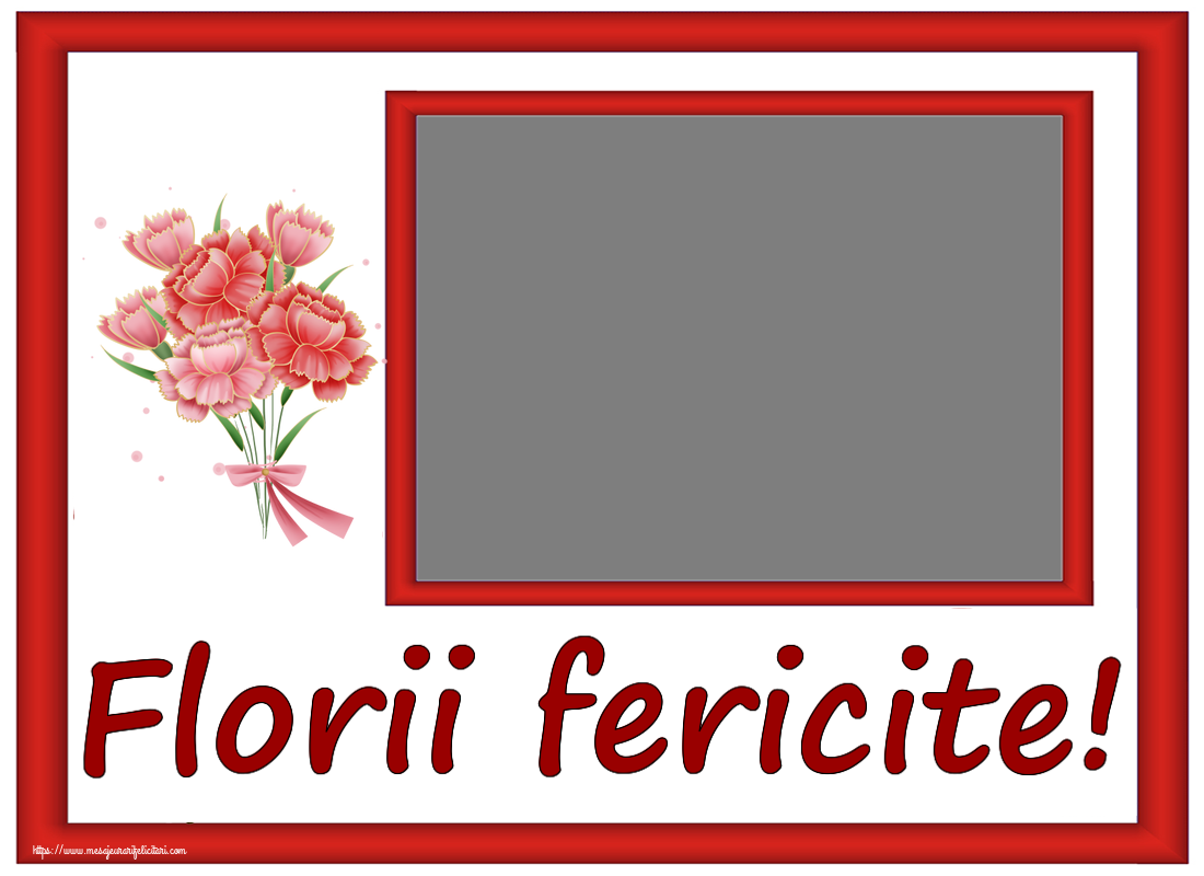 Felicitari personalizate de Florii - Florii fericite! - Rama foto ~ buchet de garoafe - Clipart