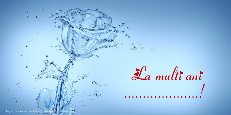 Felicitari personalizate de la multi ani - La multi ani ...! - Trandafir din picuri de apa pe fundal