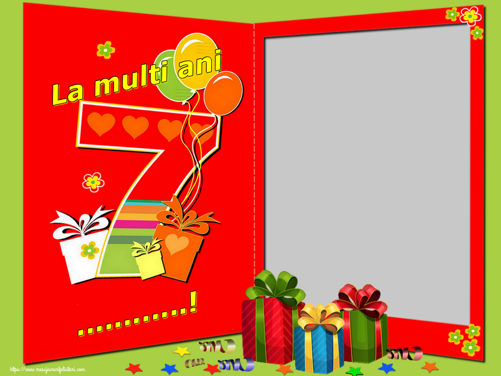Felicitari personalizate de la multi ani - Copii & 1 Poza & Ramă Foto | La multi ani ...! Baloane și cadouri la petrecerea de șapte ani