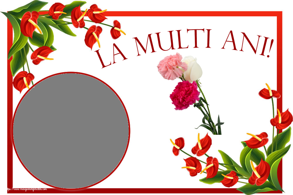 Felicitari personalizate de la multi ani - La multi ani! - Rama foto ~ trei garoafe