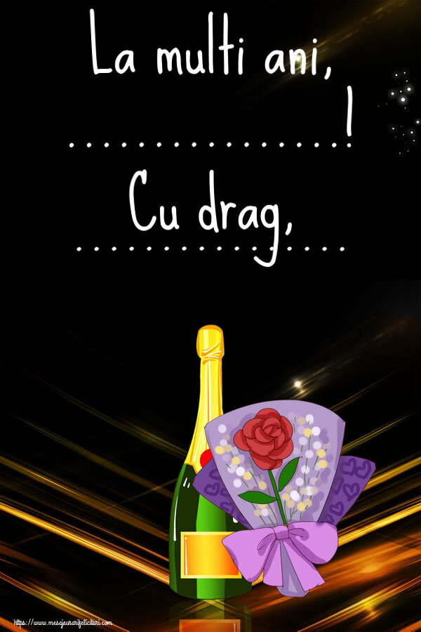 Felicitari personalizate de la multi ani - La multi ani, ...! Cu drag, ... ~ pictura cu o floare