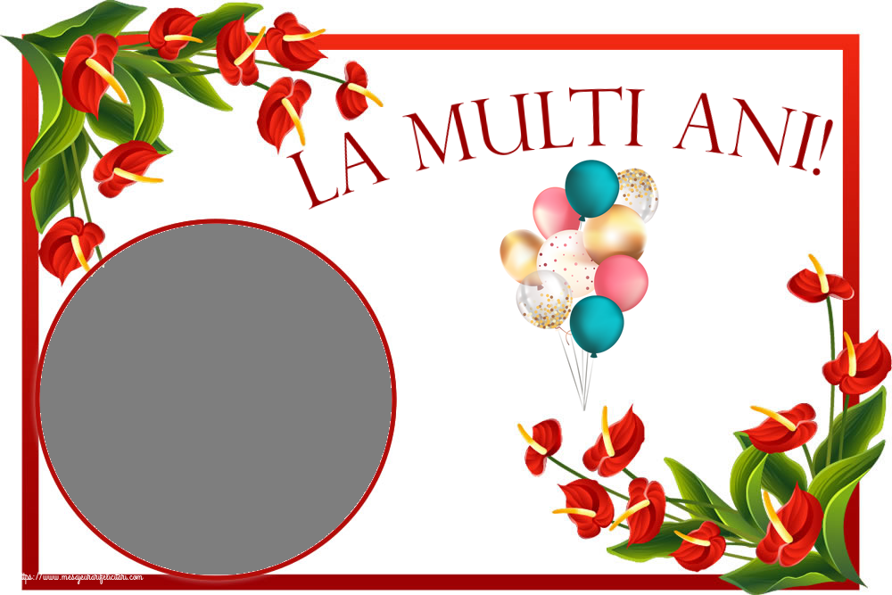 Felicitari personalizate de la multi ani - Baloane & 1 Poza & Ramă Foto | La multi ani! - Rama foto