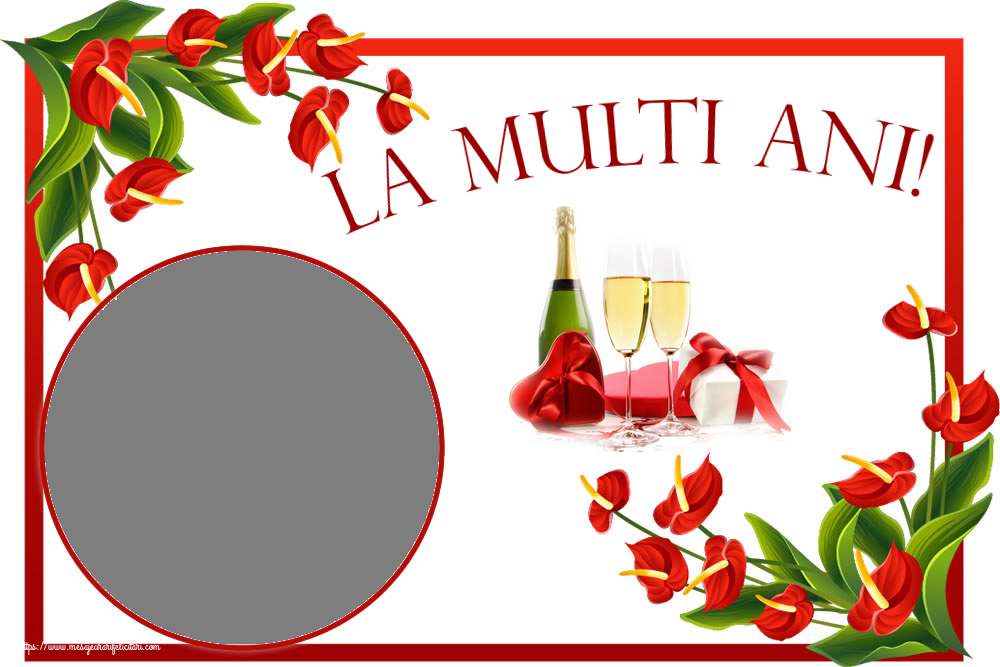 Felicitari personalizate de la multi ani - Sampanie & 1 Poza & Ramă Foto | La multi ani! - Rama foto ~ șampanie și cadouri