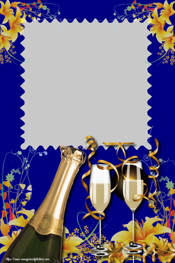 Felicitari personalizate de la multi ani - Rama foto - Șampanie