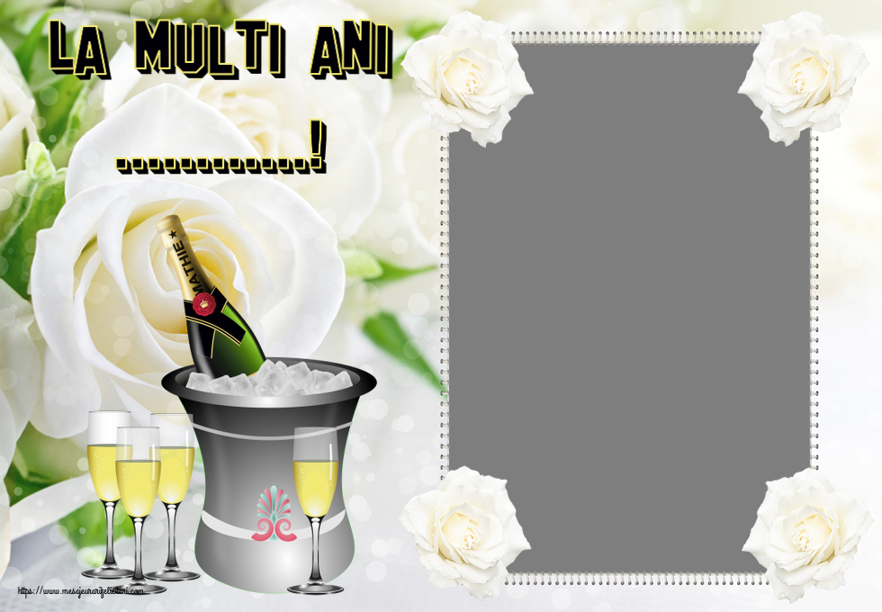 Felicitari personalizate de la multi ani - Sampanie & 1 Poza & Ramă Foto | La multi ani ...! - Rama foto ~ șampanie în frapieră