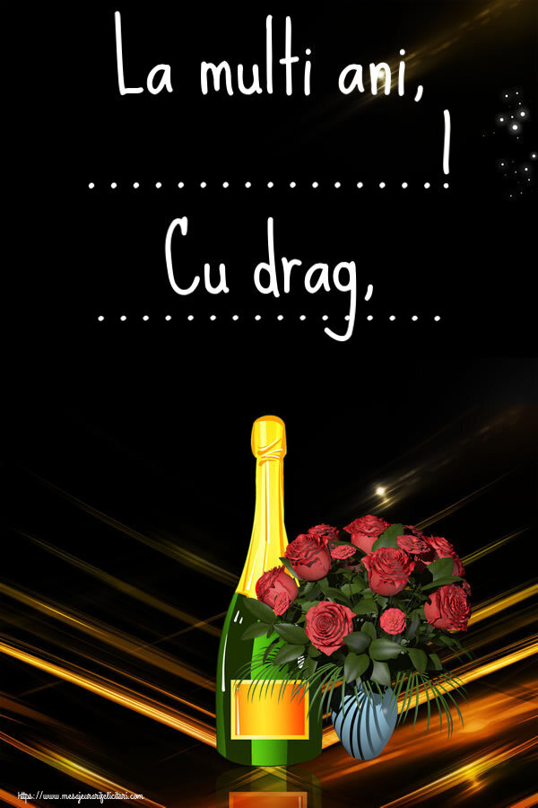 Felicitari personalizate de la multi ani - La multi ani, ...! Cu drag, ... ~ vaza cu trandafiri