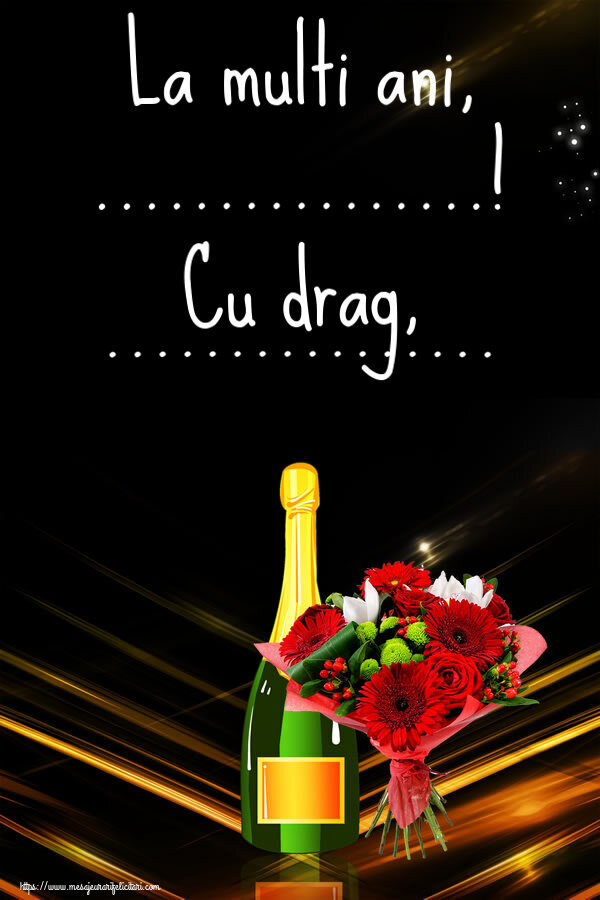 Felicitari personalizate de la multi ani - La multi ani, ...! Cu drag, ... ~ buchet cu gerbere