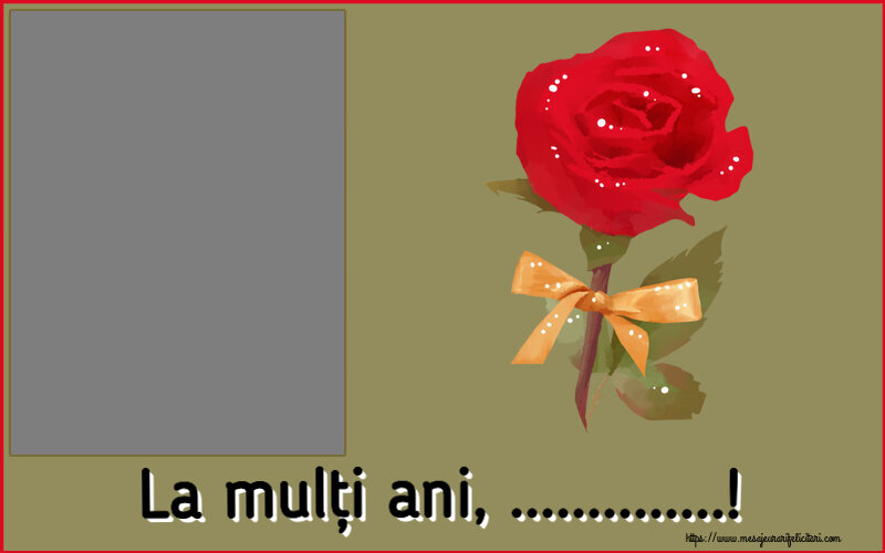 Felicitari personalizate de la multi ani - Flori & 1 Poza & Ramă Foto | La mulți ani, ...! - Rama foto ~ un trandafir rosu pictat