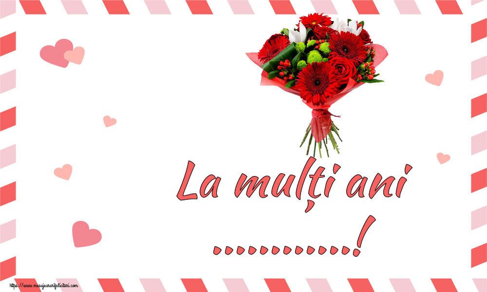 Felicitari personalizate de la multi ani - La mulți ani ...! ~ buchet cu gerbere