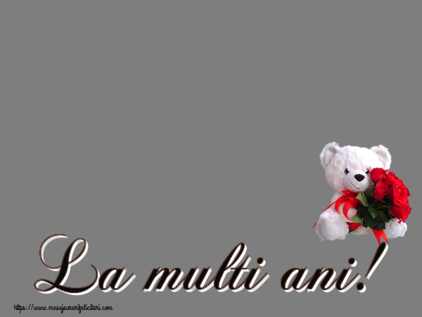 Felicitari personalizate de la multi ani - Flori & 1 Poza & Ramă Foto | La multi ani! - Rama foto ~ ursulet alb cu trandafiri rosii