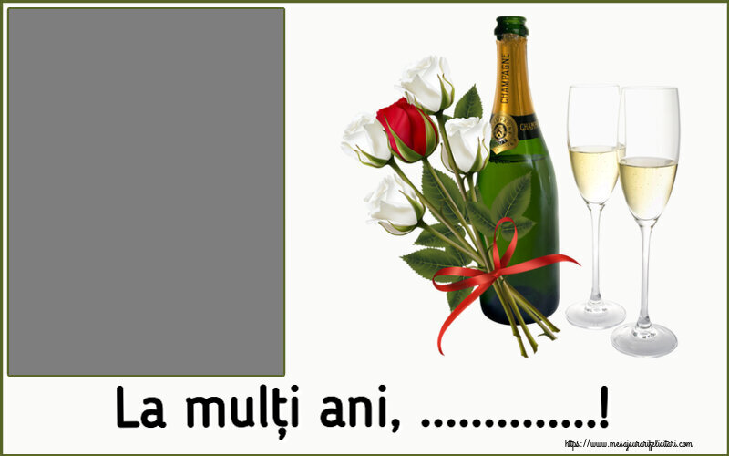 Felicitari personalizate de la multi ani - La mulți ani, ...! - Rama foto ~ 4 trandafiri albi și unul roșu