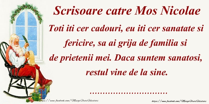 Felicitari personalizate de Mos Nicolae - Scrisoare catre Mos Nicolae! Iti Multumesc! ...