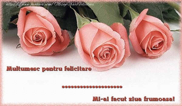 Felicitari personalizate de multumire - Multumesc pentru felicitare ...! Mi-ai facut ziua frumoasa!