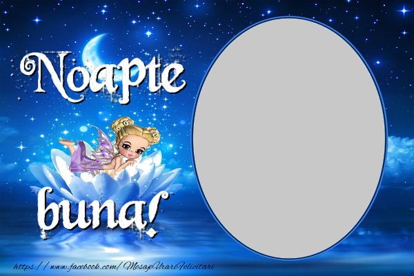 Felicitari personalizate de noapte buna - Luna & Stele & Animație & 1 Poza & Ramă Foto | Noapte buna
