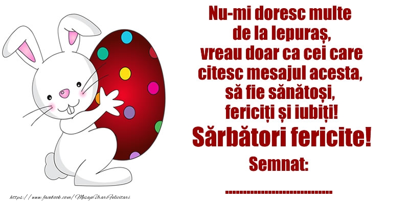Felicitari personalizate de Paste - Sărbători fericite! Semnat: ...