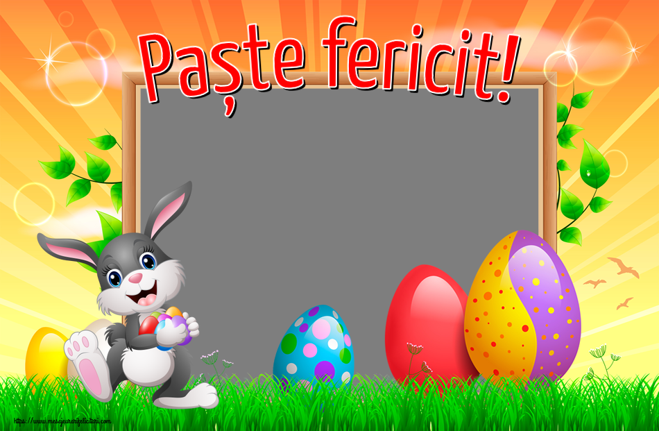 Felicitari personalizate de Paste - Iepuras & 1 Poza & Ramă Foto | Paște fericit! - Rama foto