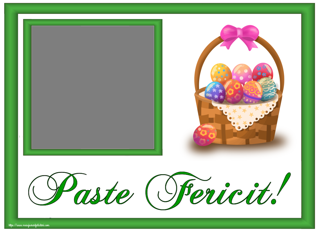 Felicitari personalizate de Paste - Oua & 1 Poza & Ramă Foto | Paste Fericit! - Personalizeaza cu poza ta de profil facebook ~ desen cu ouă în coș
