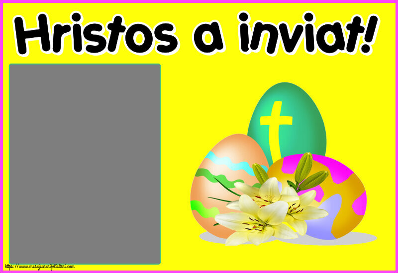 Felicitari personalizate de Paste - Hristos a inviat! - Rama foto ~ ouă cu cruce