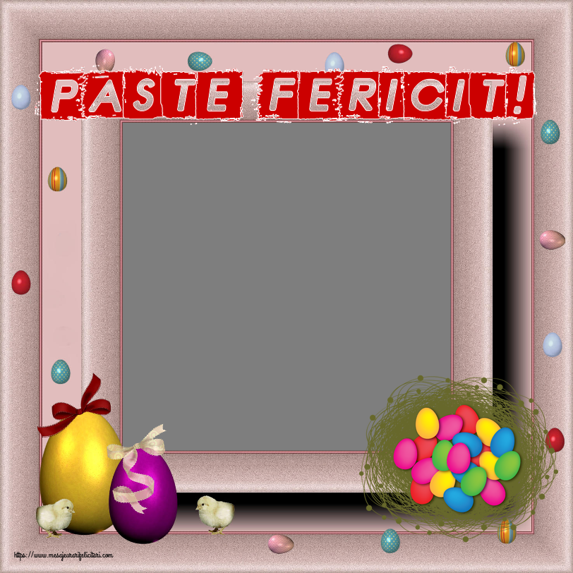 Felicitari personalizate de Paste - Paste Fericit! - Personalizeaza cu poza ta de profil facebook ~ ouă colorate în coș