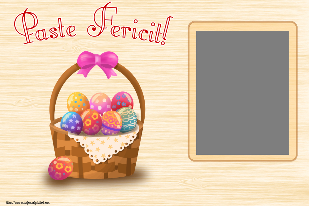 Felicitari personalizate de Paste - Paste Fericit! - Rama foto ~ desen cu ouă în coș