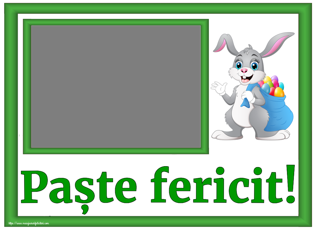 Felicitari personalizate de Paste - Iepuras & 1 Poza & Ramă Foto | Paște fericit! - Rama foto