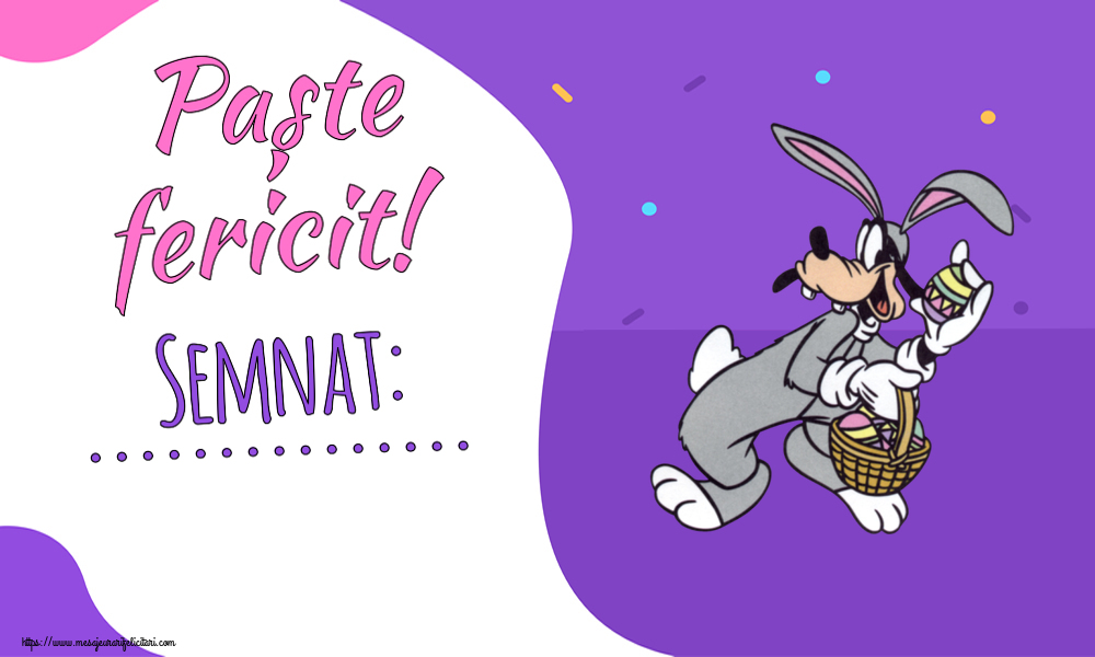 Felicitari personalizate de Paste - Paște fericit! Semnat: ... ~ Iepurilă cu un coș de ouă