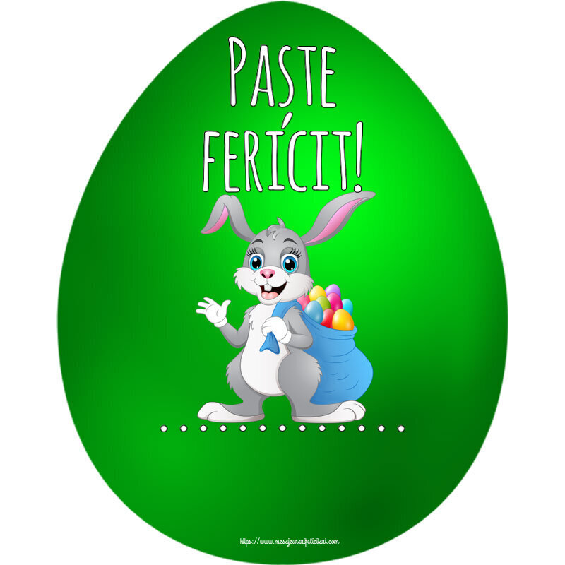 Felicitari personalizate de Paste - Iepuras | Paște fericit! ... ~ Iepurilă cu un sac de ouă colorate