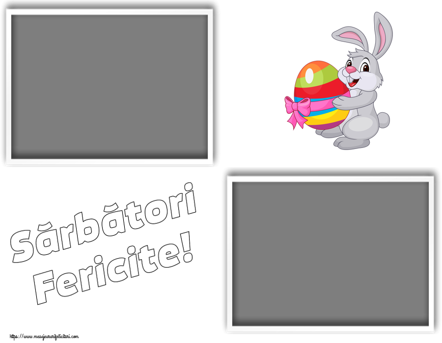 Felicitari personalizate de Paste - Sărbători Fericite! - Rama foto ~ iepuraș cu un ou în brațe