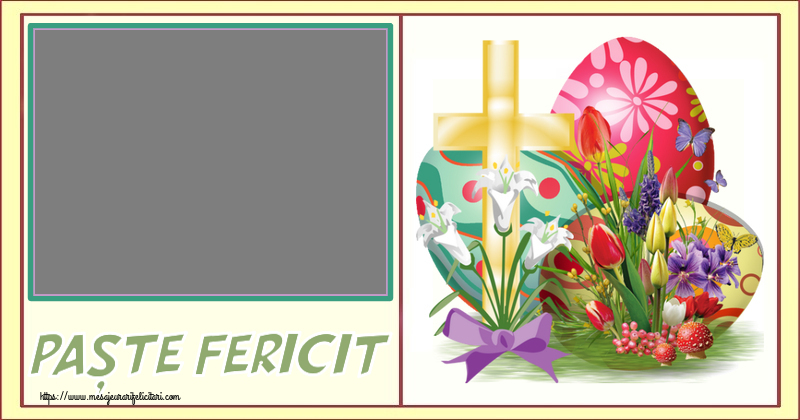 Felicitari personalizate de Paste - Paște fericit! - Rama foto ~ aranjament cu ouă și cruce