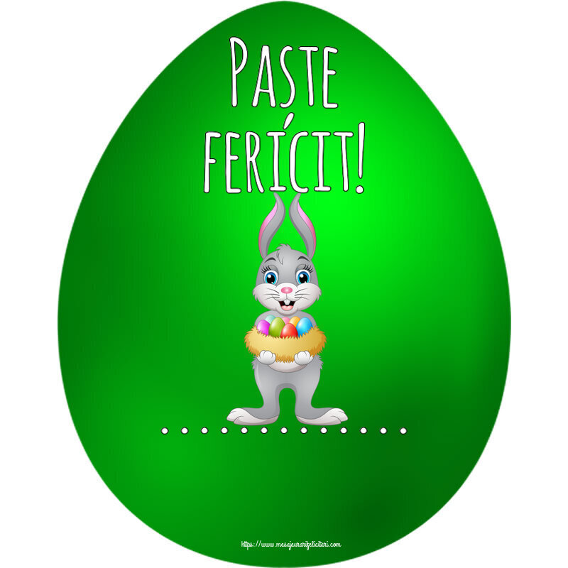 Felicitari personalizate de Paste - Paște fericit! ... ~ iepuraș cu un coș de ouă