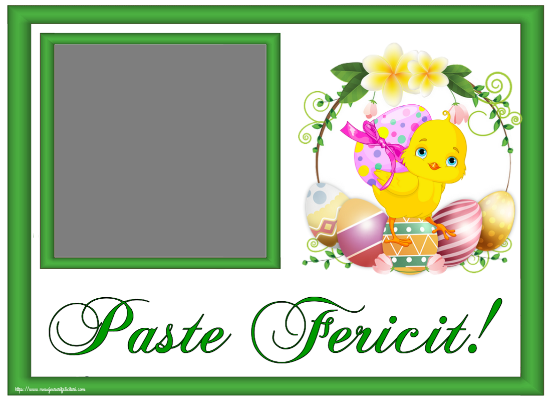 Felicitari personalizate de Paste - Paste Fericit! - Personalizeaza cu poza ta de profil facebook ~ aranjament cu puișor și ouă