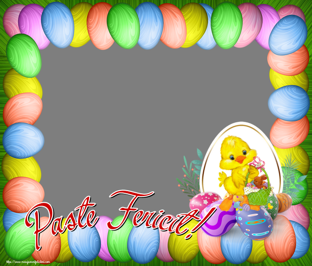 Felicitari personalizate de Paste - Iepuras & 1 Poza & Ramă Foto | Paste Fericit! - Rama foto
