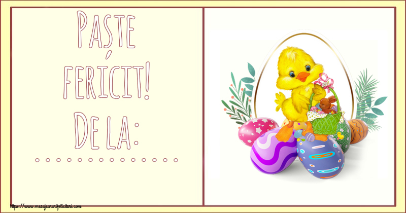 Felicitari personalizate de Paste - Iepuras | Paște fericit! De la: ...