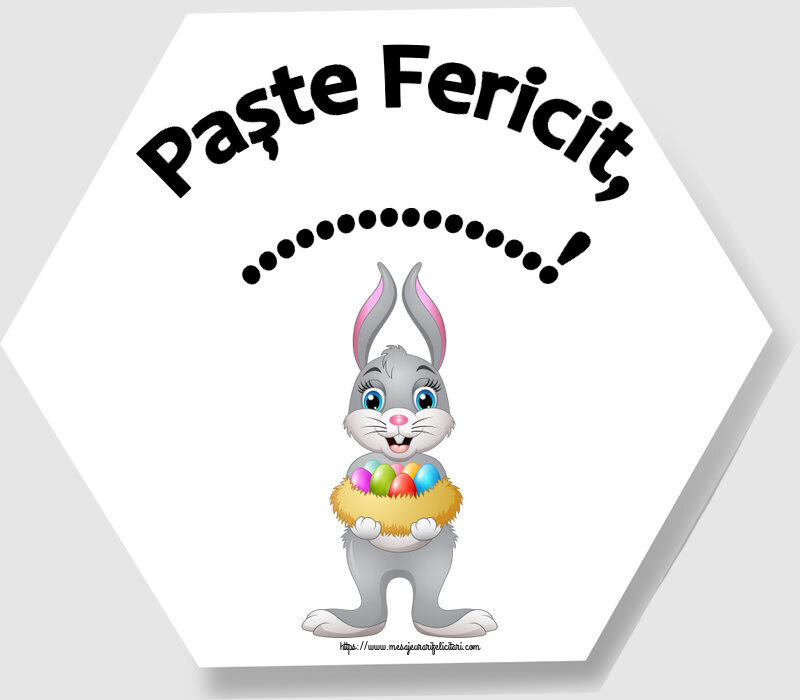 Felicitari personalizate de Paste - Iepuras | Paște Fericit, ...! ~ iepuraș cu un coș de ouă