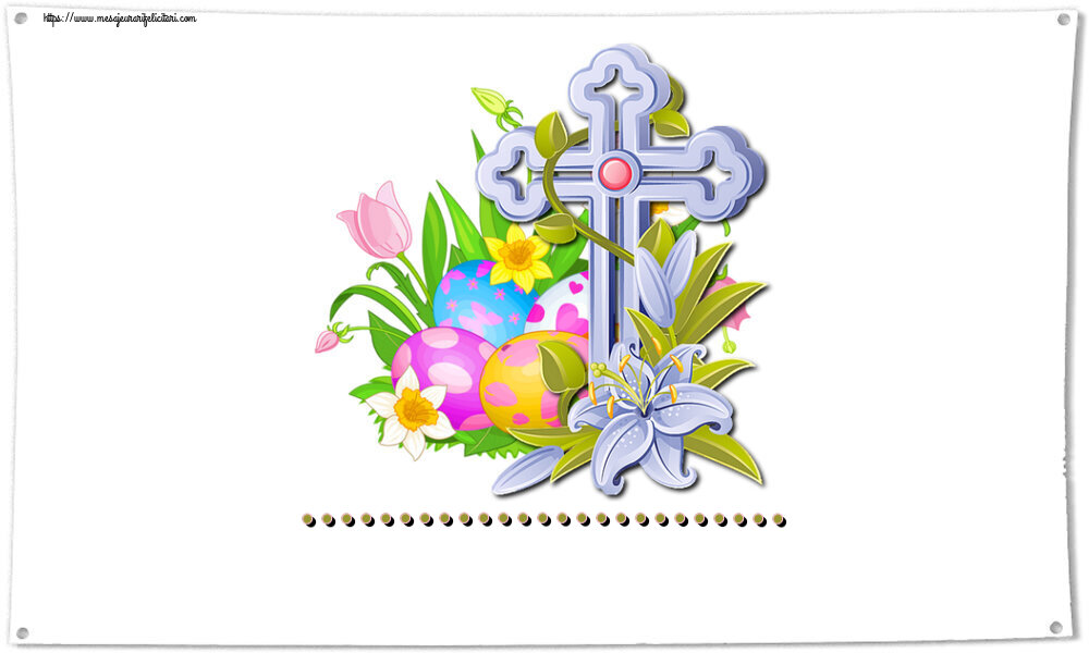 Felicitari personalizate de Paste - ... ~ aranjament cu ouă, flori și cruce
