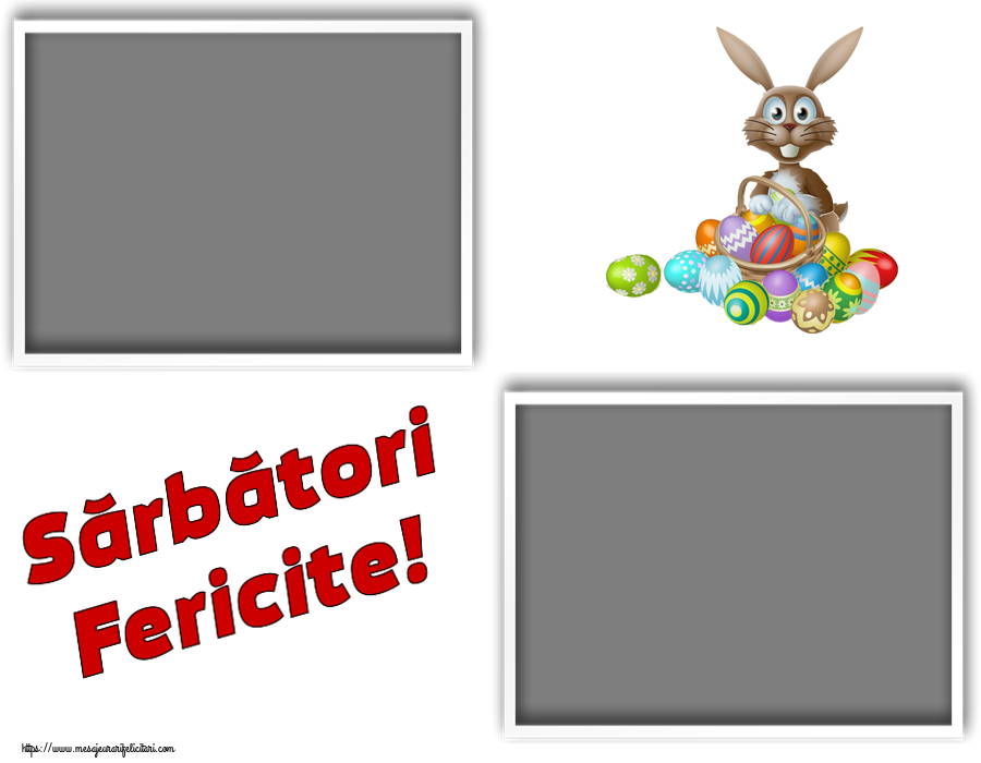 Felicitari personalizate de Paste - Sărbători Fericite! - Rama foto ~ iepuraș simplatic cu un coș de ouă