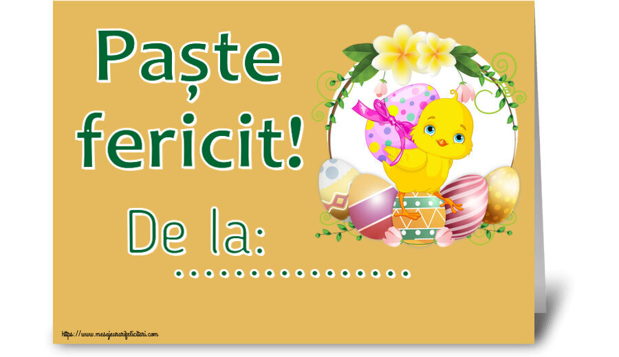 Felicitari personalizate de Paste - Puisor | Paște fericit! De la: ...