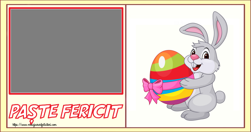 Felicitari personalizate de Paste - Paște fericit! - Rama foto ~ iepuraș cu un ou în brațe