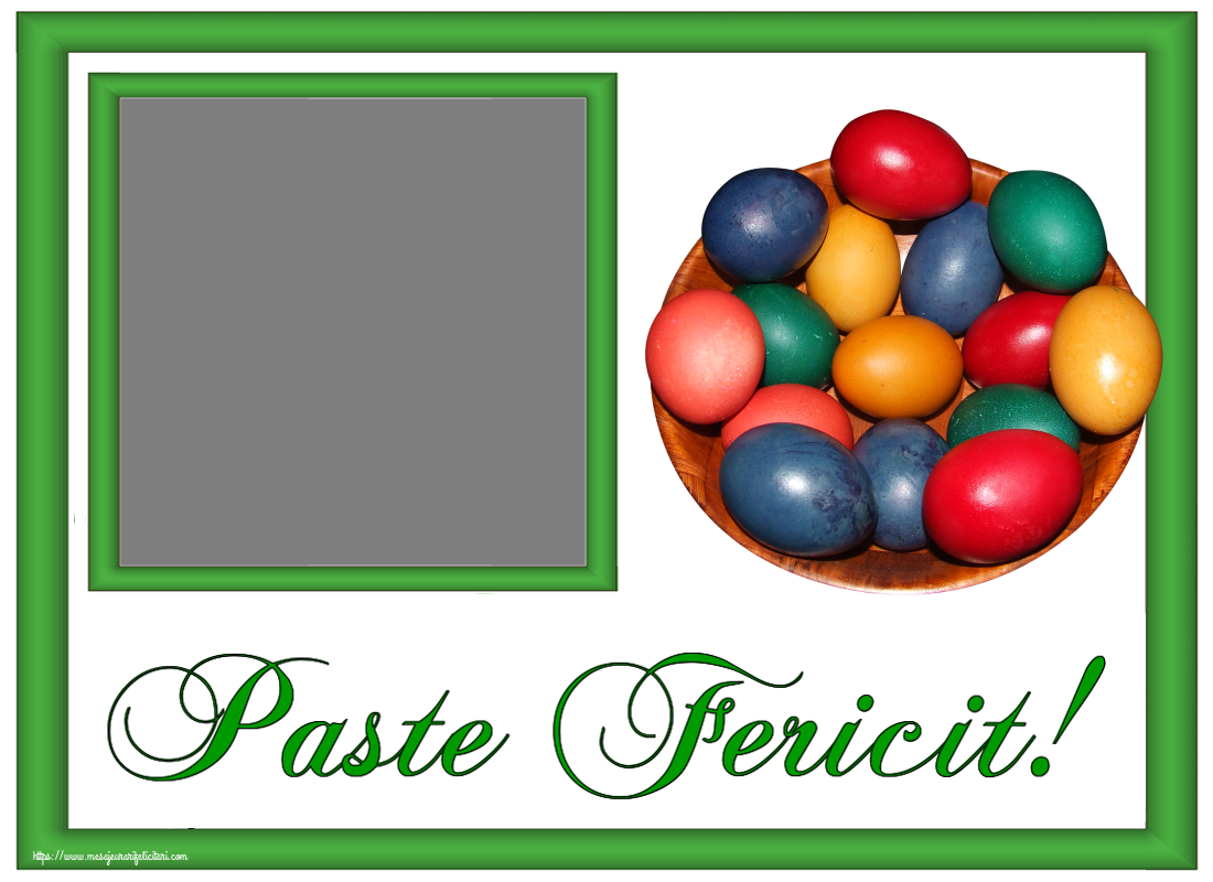 Felicitari personalizate de Paste - Oua & 1 Poza & Ramă Foto | Paste Fericit! - Personalizeaza cu poza ta de profil facebook ~ ouă colorate într-un bol