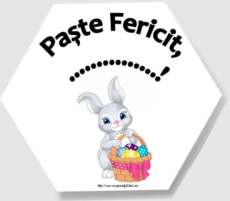 Felicitari personalizate de Paste - Paște Fericit, ...! ~ iepuraș dragălaș cu un coș de ouă