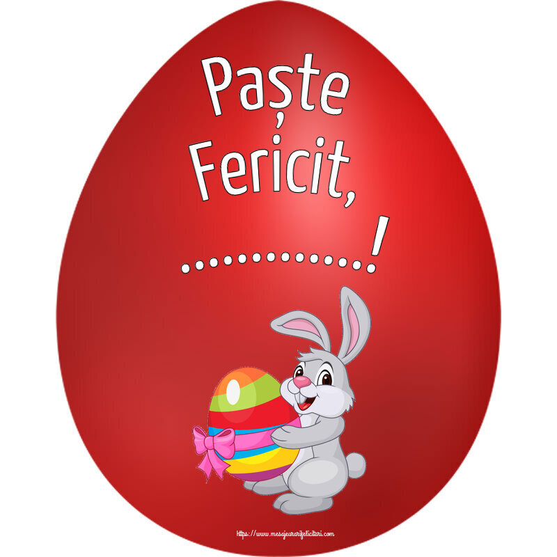 Felicitari personalizate de Paste - Iepuras | Paște Fericit, ...! ~ iepuraș cu un ou în brațe