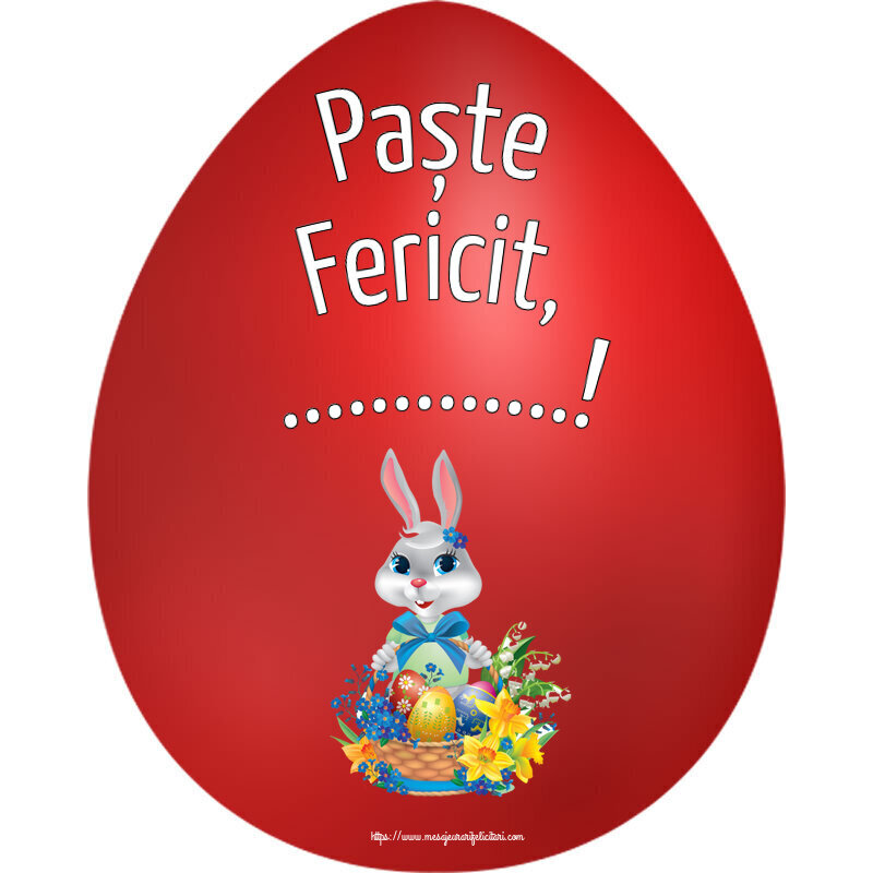 Felicitari personalizate de Paste - Iepuras | Paște Fericit, ...!