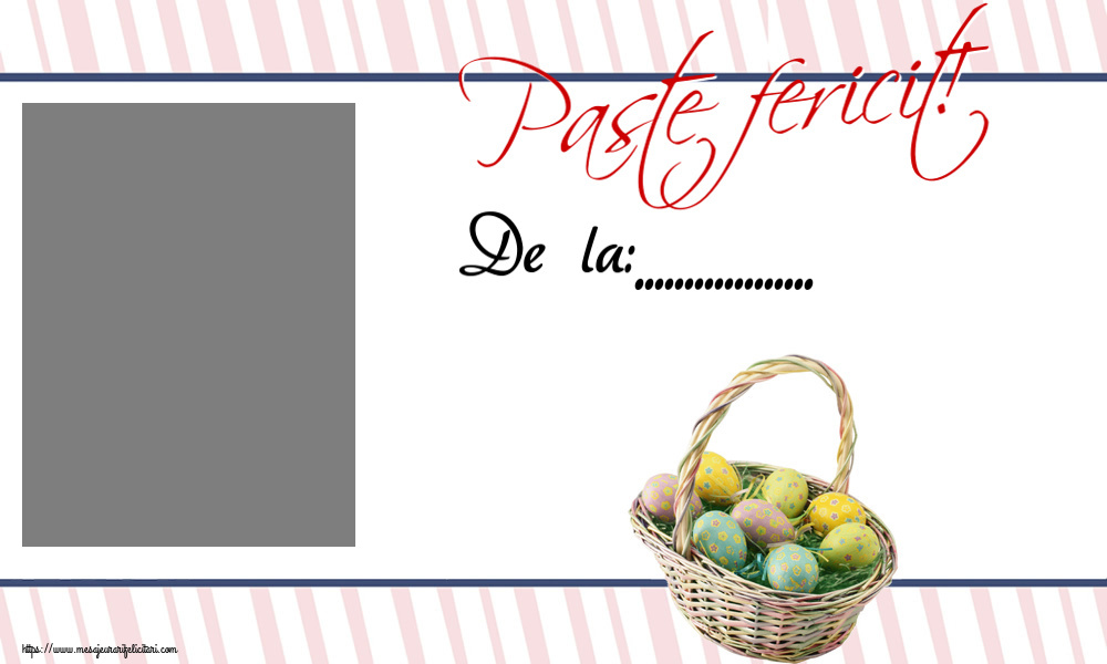 Felicitari personalizate de Paste - Oua & 1 Poza & Ramă Foto | Paste fericit! De la: ... - Personalizeaza cu poza ta de profil facebook