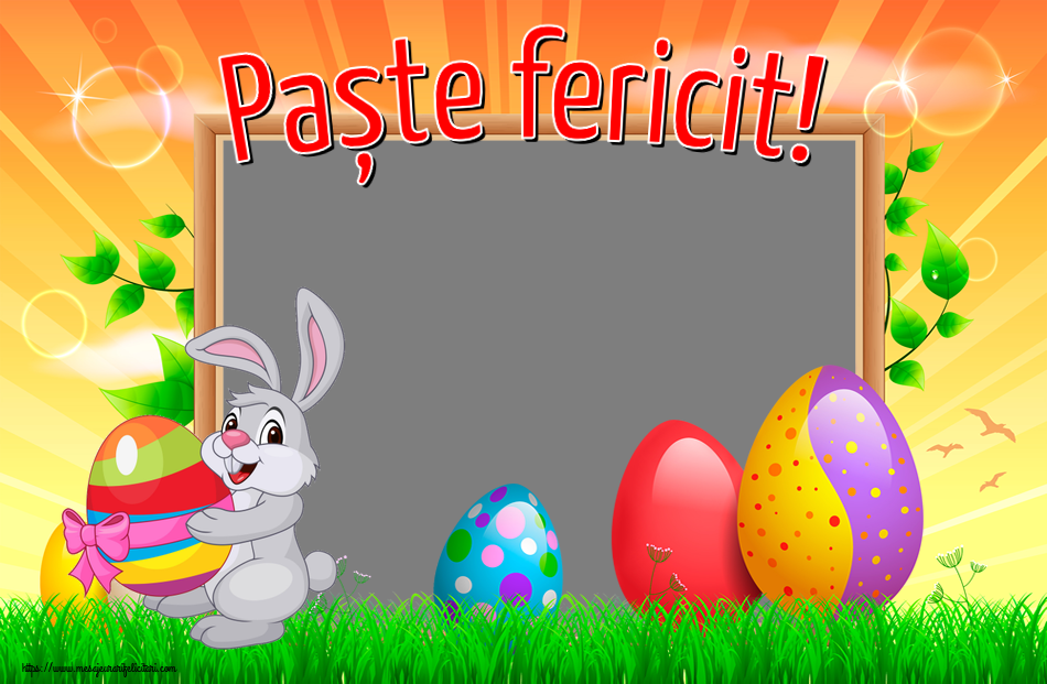 Felicitari personalizate de Paste - Iepuras & 1 Poza & Ramă Foto | Paște fericit! - Rama foto