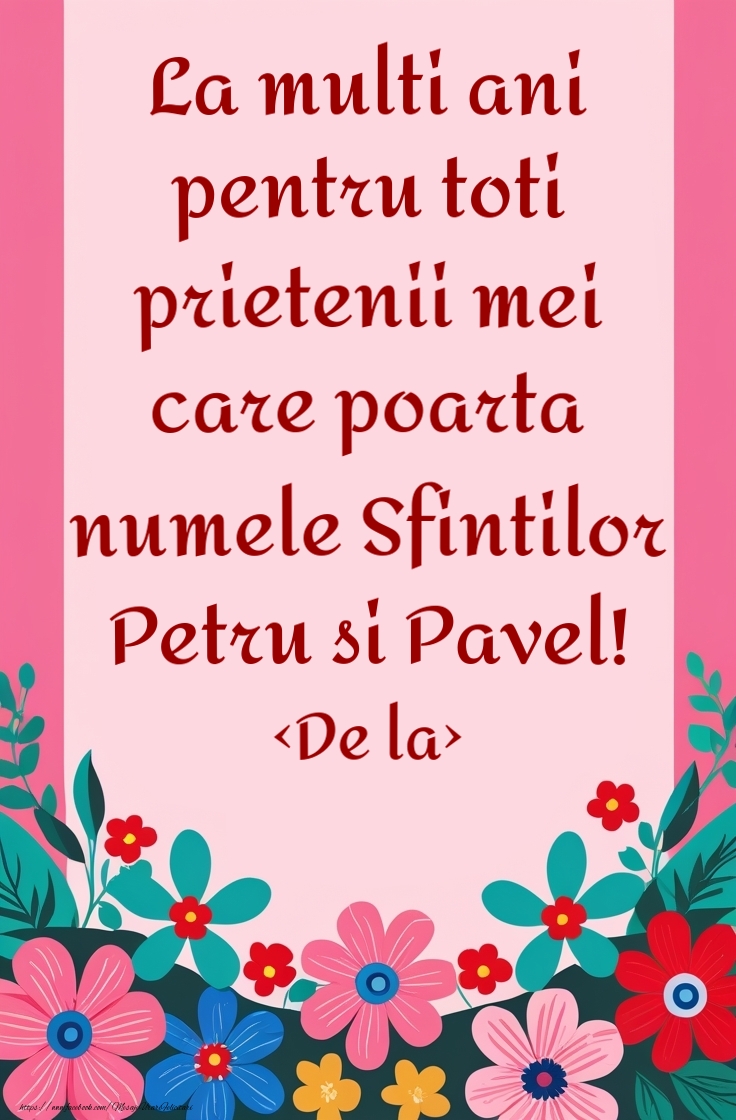 Felicitari personalizate de Sfintii Petru si Pavel - La multi ani de Sfintii Pentru si Pavel