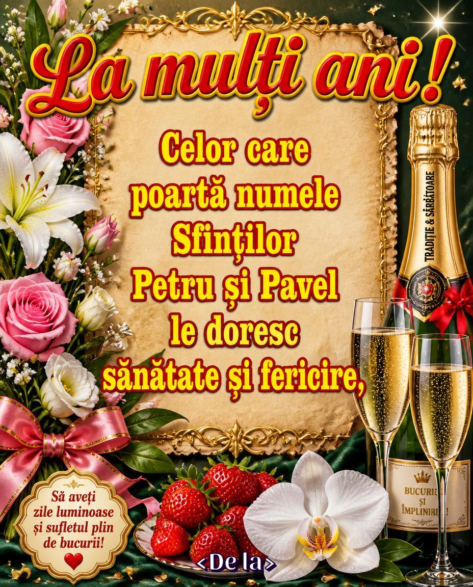 Felicitari personalizate de Sfintii Petru si Pavel - Felicitare personalizată de Sfinții Petru și Pavel