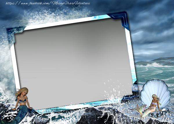 Felicitari personalizate cu poza ta - Rama foto cu sirene pe mare